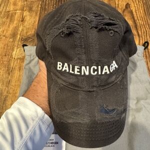 Balenciaga Black Distressed Cap